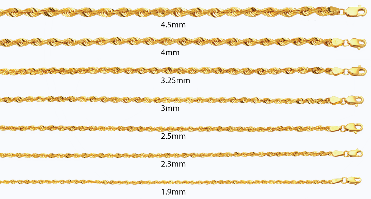 10 Karat Gold Rope Chain 2 mm