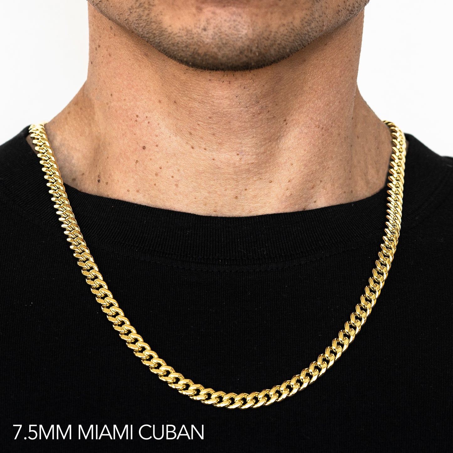 14K 7.5MM YELLOW GOLD HOLLOW MIAMI CUBAN 26" CHAIN NECKLACE