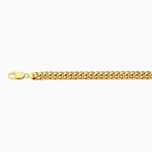 14K 7.5MM YELLOW GOLD HOLLOW MIAMI CUBAN 30" CHAIN NECKLACE