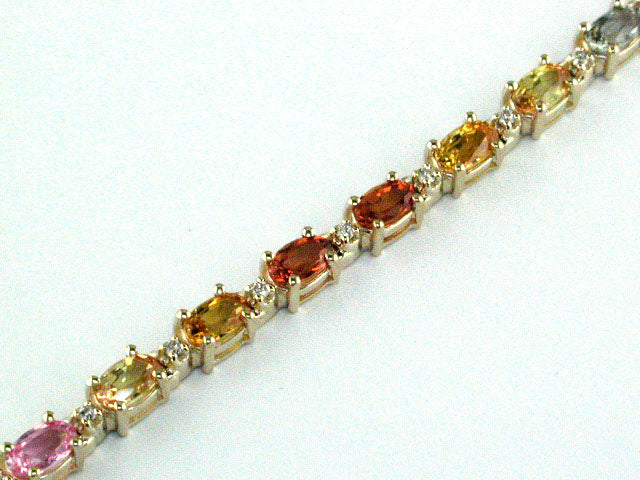 EFFY 14K YELLOW GOLD DIAMOND,NATURAL CEYLON SAPPHIRE,GREEN SAPPHIRE,PINK SAPPHIRE,YELLOW SAPPHIRE BRACELET