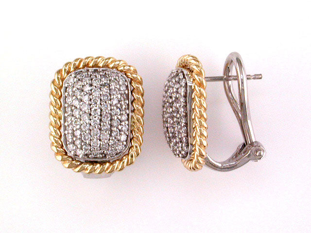 EFFY 14K WHITE and YELLOW GOLD DIAMOND EARRINGS