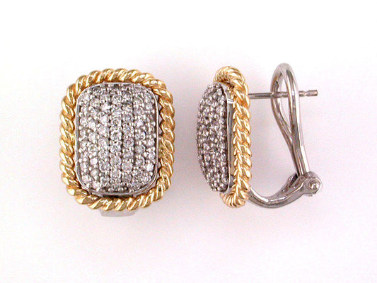 EFFY 14K WHITE and YELLOW GOLD DIAMOND EARRINGS