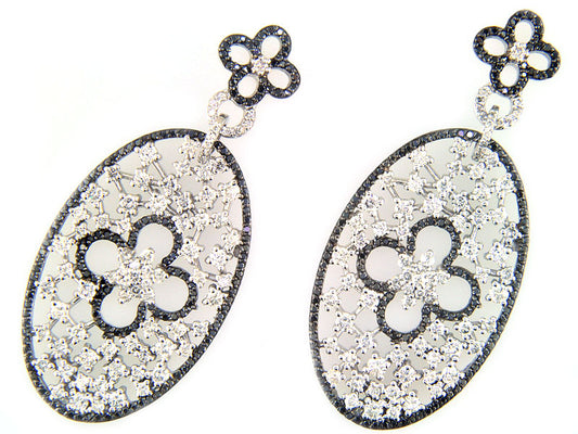 EFFY 14K WHITE GOLD DIAMOND,BLACK DIAMOND, EARRINGS