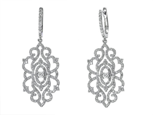 EFFY 14K WHITE GOLD DIAMOND EARRINGS