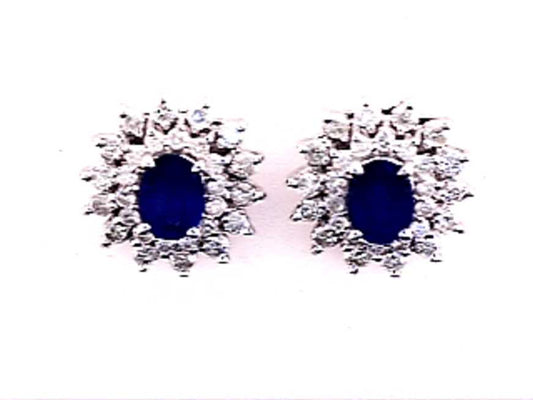 EFFY 14K WHITE GOLD DIAMOND,NATURAL SAPPHIRE EARRINGS