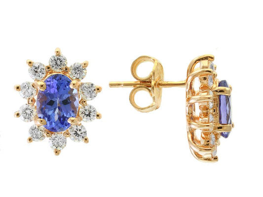 EFFY 14K YELLOW GOLD DIAMOND,TANZANITE EARRINGS