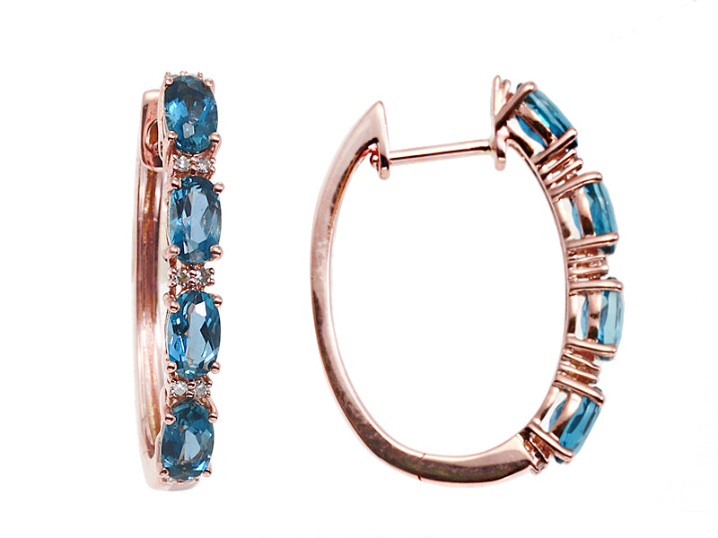 EFFY 14K ROSE GOLD DIAMOND AND LONDON BLUE TOPAZ EARRINGS