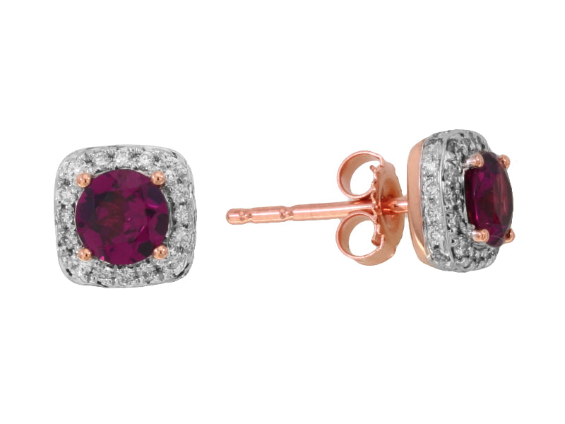 EFFY 14K ROSE GOLD DIAMOND,RHODOLITE EARRINGS