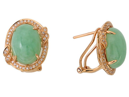 EFFY 14K YELLOW GOLD DIAMOND,JADE (GREEN) EARRINGS