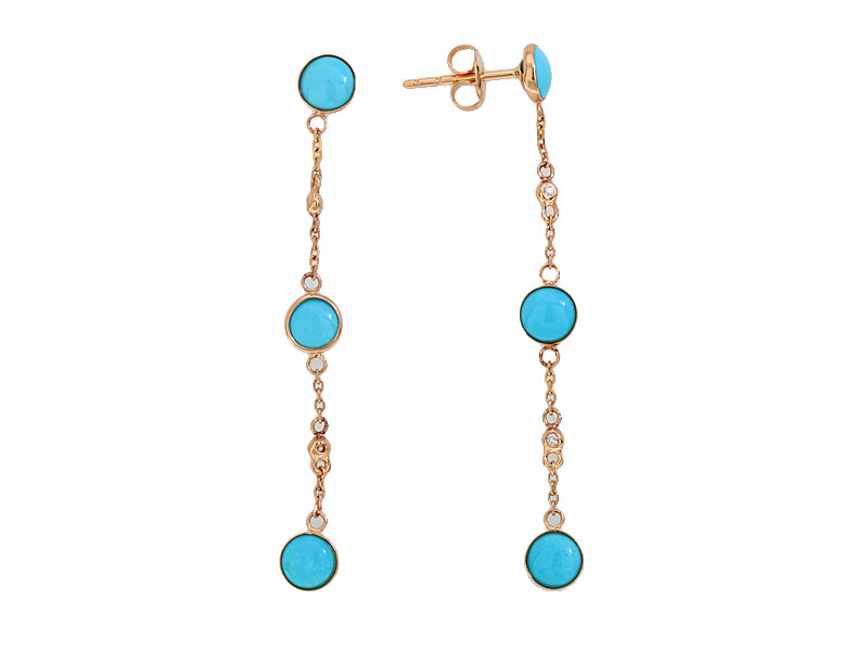 EFFY 14K YELLOW GOLD DIAMOND,TURQUOISE EARRINGS