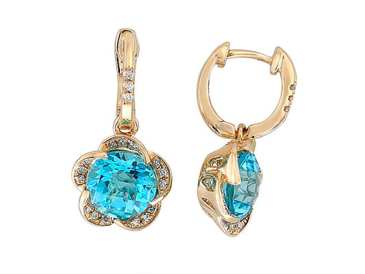 EFFY 14K YELLOW GOLD DIAMOND,BLUE TOPAZ EARRINGS