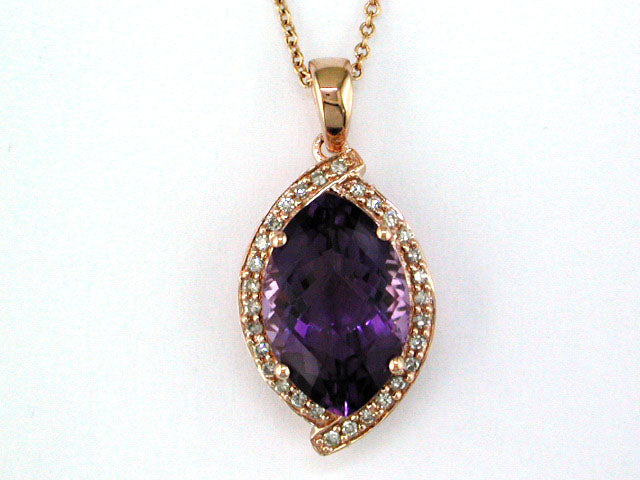 EFFY 14K ROSE GOLD DIAMOND and AMETHYST PENDANT