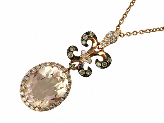 EFFY 14K ROSE GOLD DIAMOND,BROWN DIAMOND,MORGANITE PENDANT