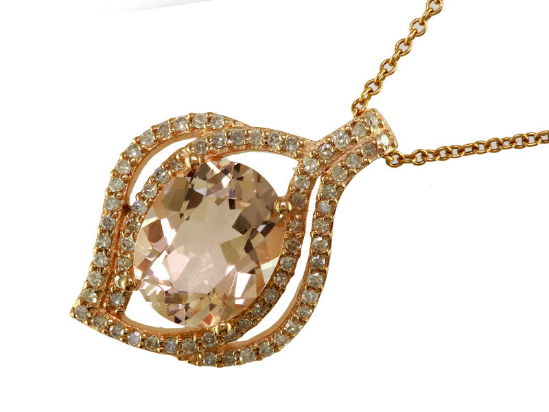 EFFY 14K ROSE GOLD DIAMOND,MORGANITE PENDANT