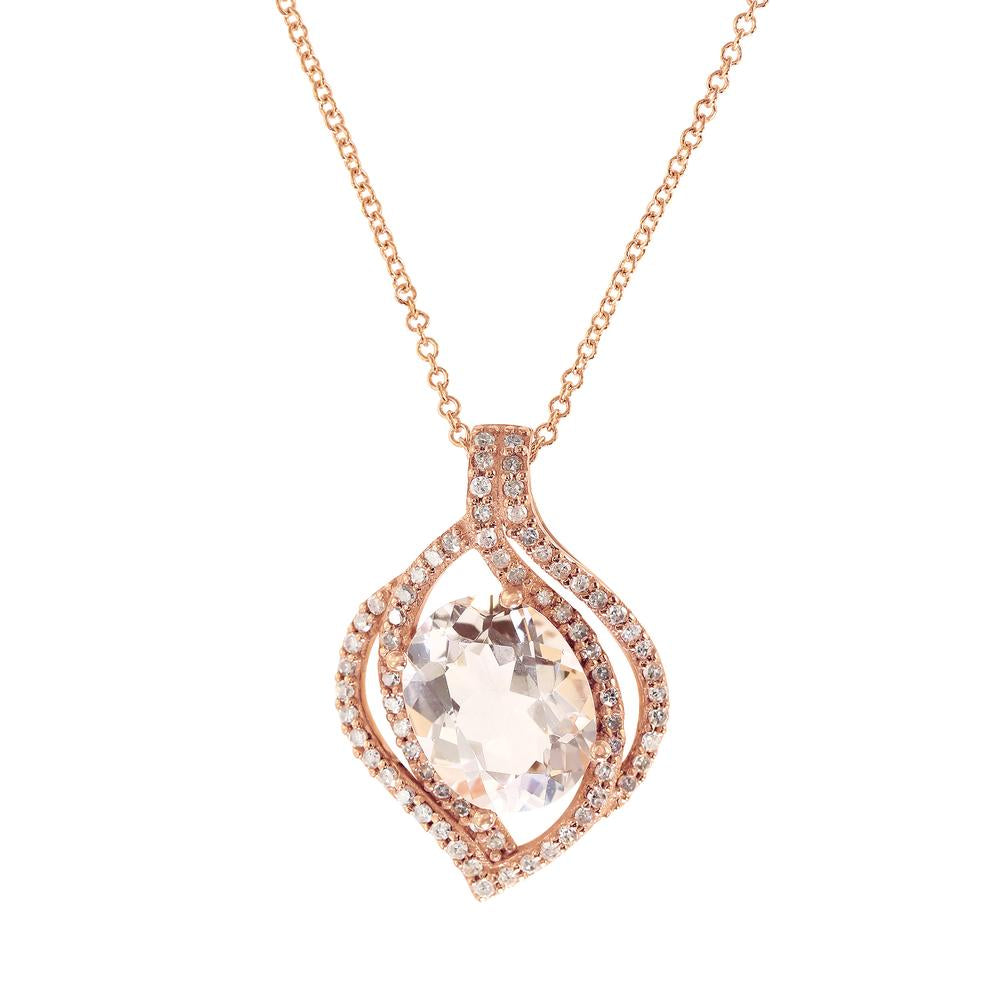 EFFY 14K ROSE GOLD DIAMOND,MORGANITE PENDANT