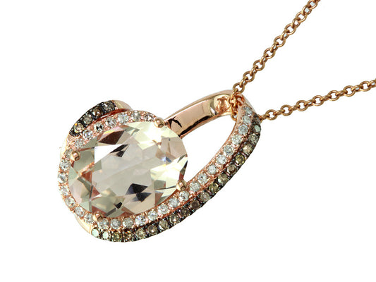 EFFY 14K ROSE GOLD DIAMOND,BROWN DIAMOND,MORGANITE PENDANT