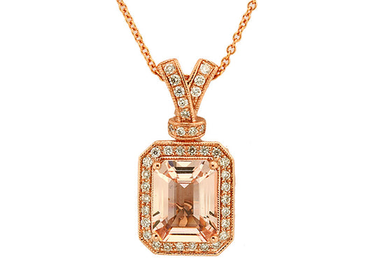 EFFY 14K ROSE GOLD DIAMOND,MORGANITE PENDANT