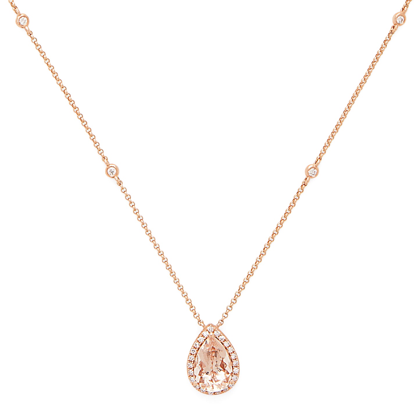 Effy 14K Rose Gold Diamond, Morganite Pendant