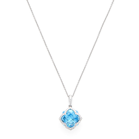 Effy 14K White Gold Diamond, Blue Topaz Pendant