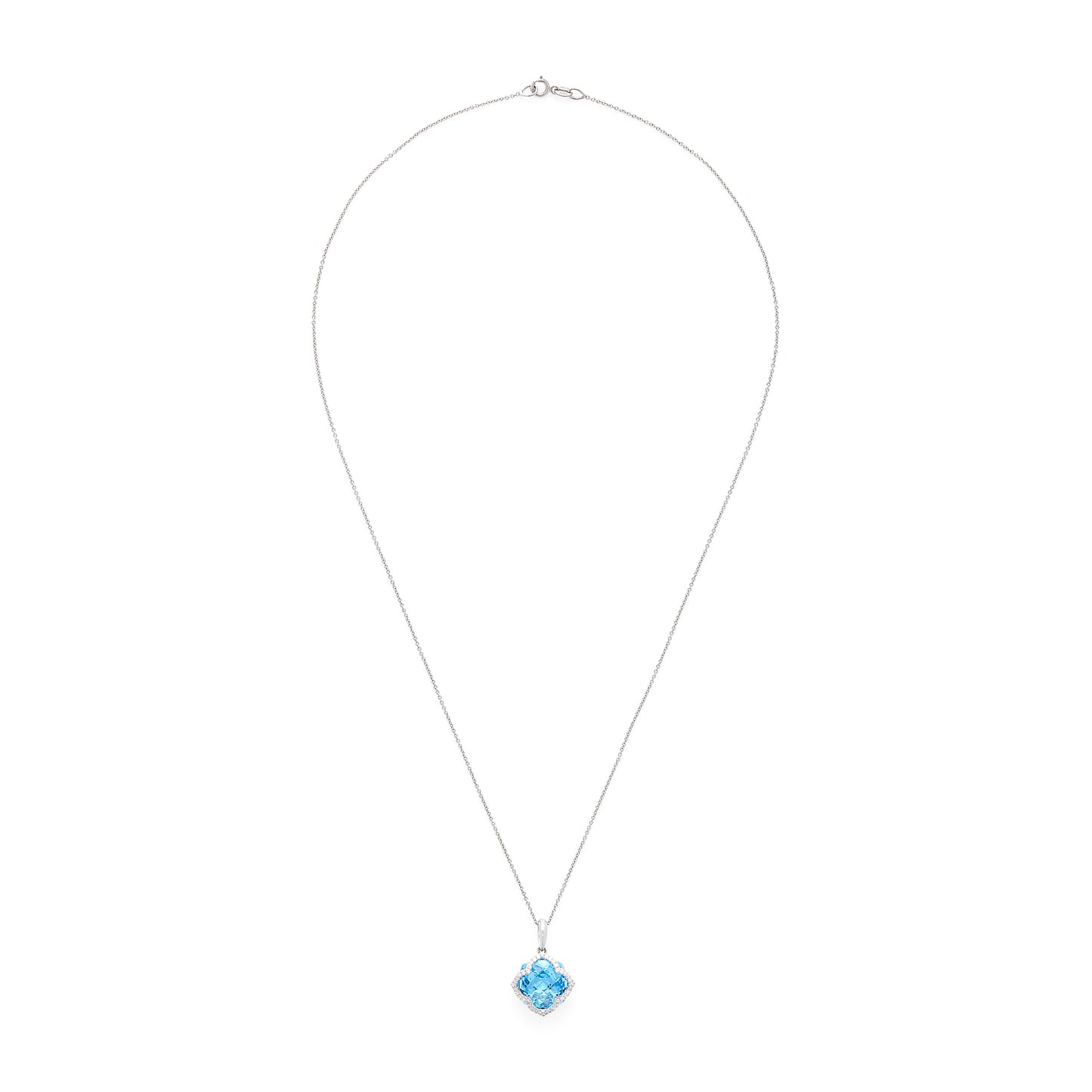 Effy 14K White Gold Diamond, Blue Topaz Pendant