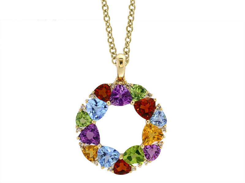 EFFY 14K YELLOW GOLD DIAMOND,AMETHYST,BLUE TOPAZ,CITRINE,MADERA CITRINE,PERIDOT PENDANT