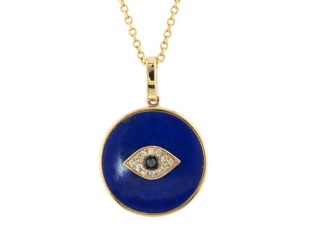 EFFY 14K YELLOW GOLD DIAMOND,BLACK DIAMOND,LAPIS LAZULI PENDANT