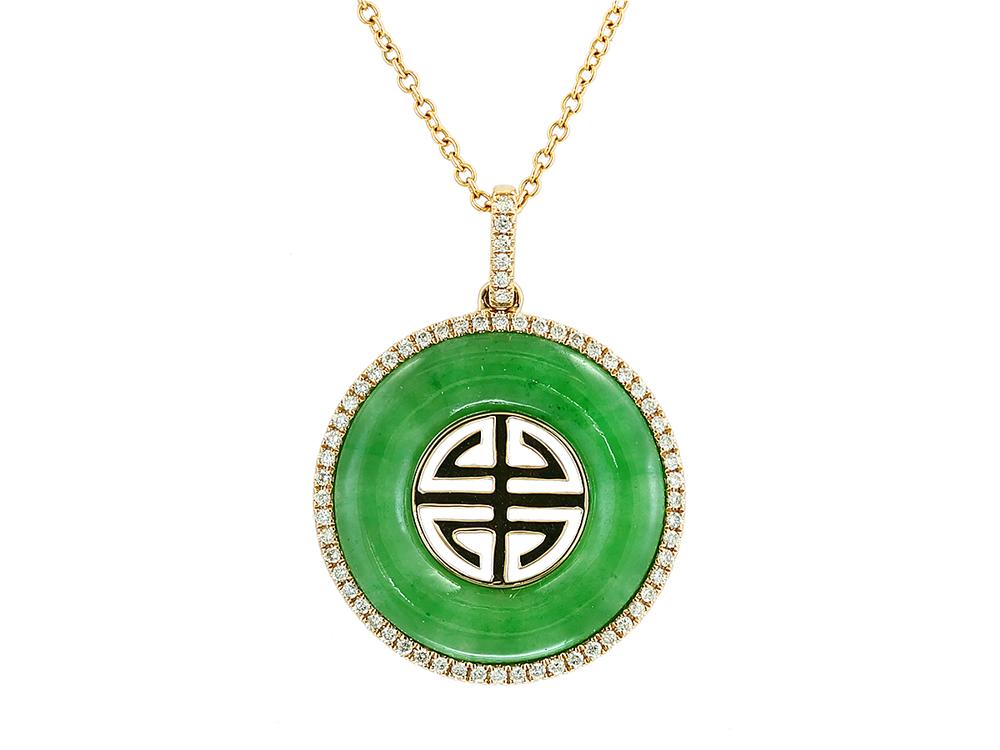 EFFY 14K YELLOW GOLD DIAMOND,JADE (GREEN) PENDANT