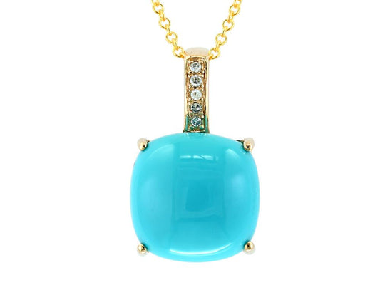 EFFY 14K YELLOW GOLD DIAMOND,TURQUOISE PENDANT