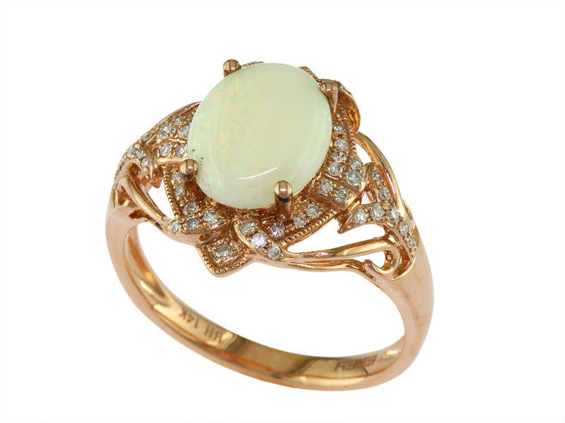 EFFY 14K ROSE GOLD DIAMOND,OPAL RING