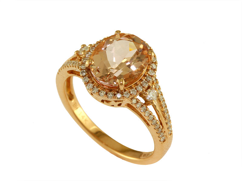 EFFY 14K ROSE GOLD DIAMOND,MORGANITE RING