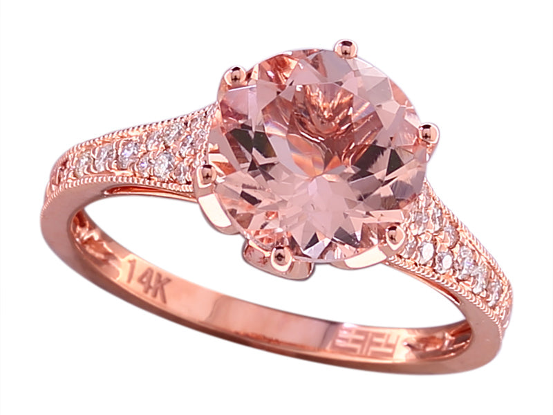 EFFY 14K ROSE GOLD DIAMOND,MORGANITE RING