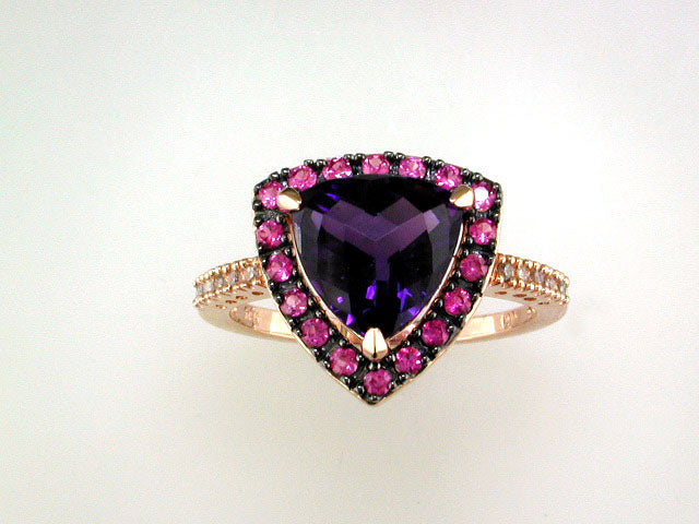 EFFY 14K ROSE GOLD DIAMOND, PINK SAPPHIRE, AMETHYST RING