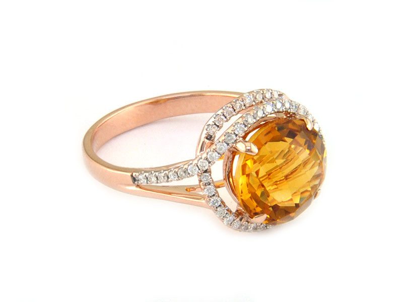 EFFY 14K ROSE GOLD DIAMOND,CITRINE RING