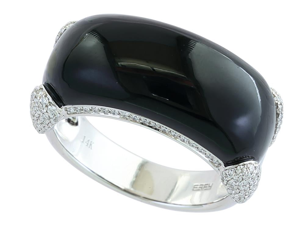 EFFY 14K WHITE GOLD DIAMOND,ONYX RING