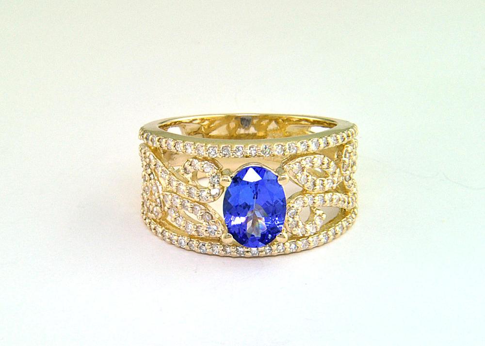 EFFY 14K WHITE GOLD DIAMOND,TANZANITE RING