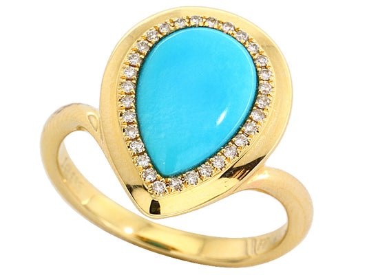 EFFY 14K YELLOW GOLD DIAMOND,TURQUOISE RING