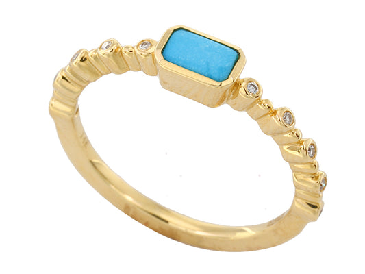 EFFY 14K YELLOW GOLD DIAMOND and TURQUOISE RING