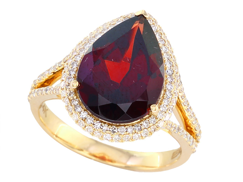 EFFY 14K YELLOW GOLD DIAMOND,GARNET RING