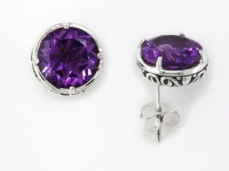 EFFY 925 STERLING SILVER AMETHYST EARRINGS