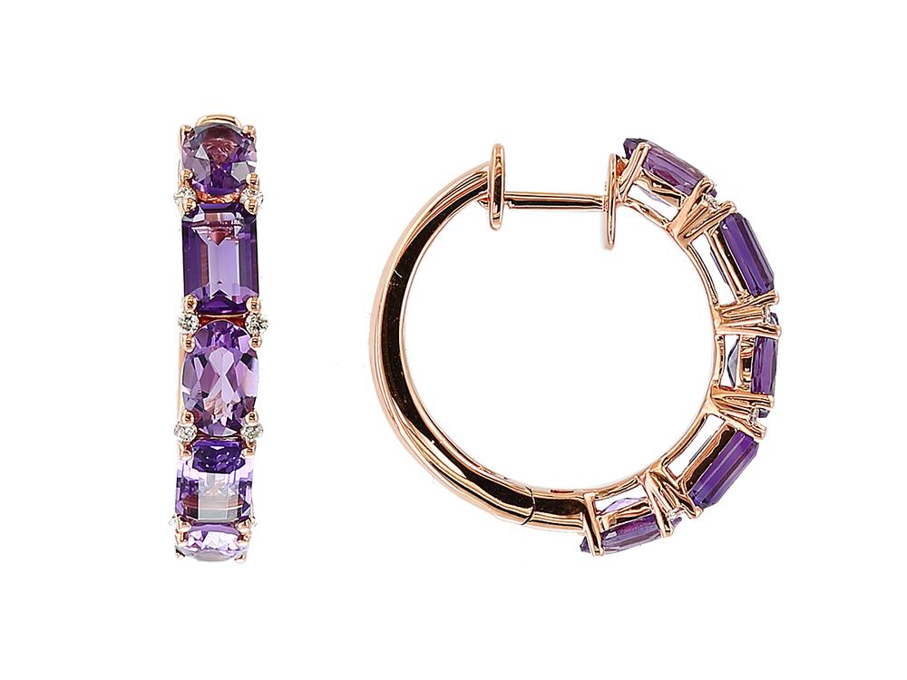 EFFY 14K ROSE GOLD DIAMOND and AMETHYST EARRINGS