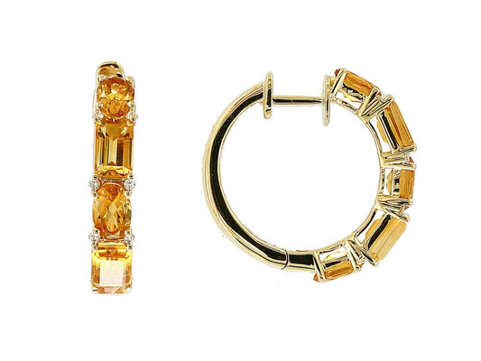 EFFY 14K YELLOW GOLD DIAMOND,CITRINE EARRINGS