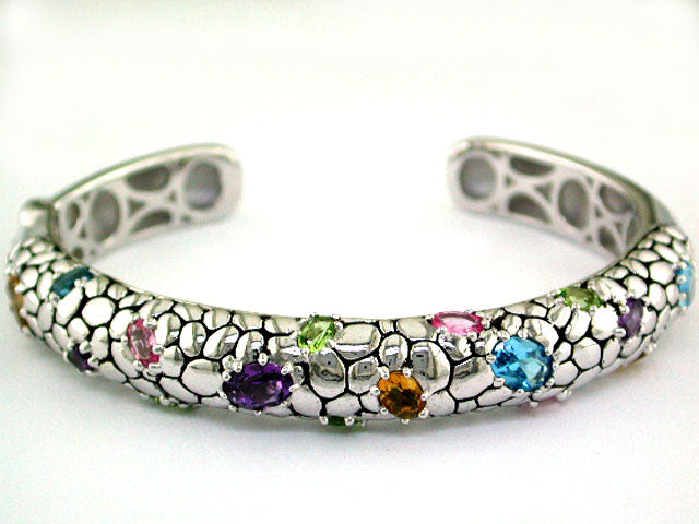 EFFY 925 EFFY 925 STERLING SILVER AMETHYST,BLUE TOPAZ,CITRINE,PINK TOURMALINE,PERIDOT BANGLE