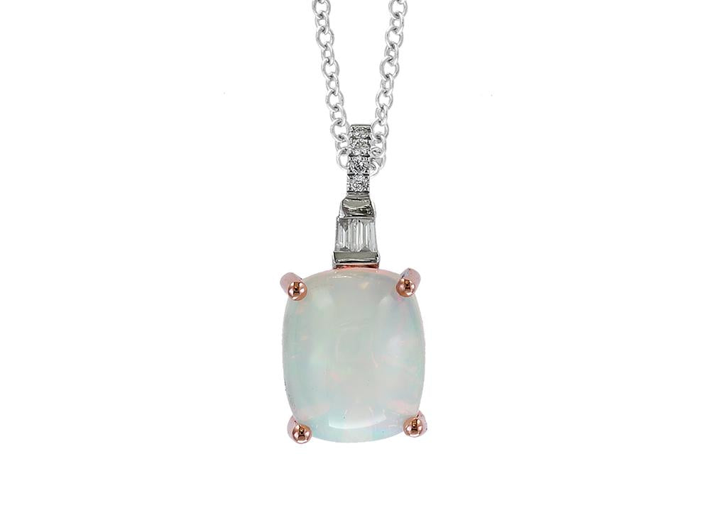 EFFY 14K ROSE and WHITE GOLD DIAMOND,ETHIOPIAN OPAL PENDANT