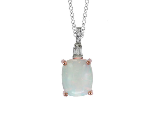 EFFY 14K ROSE and WHITE GOLD DIAMOND,ETHIOPIAN OPAL PENDANT