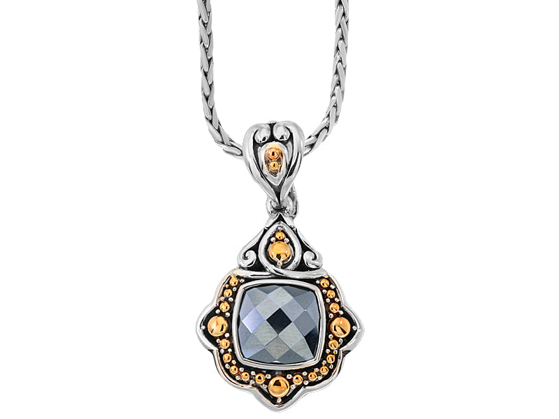 EFFY 925 18K YELLOW GOLD/SILVER  HEMATITE PENDANT