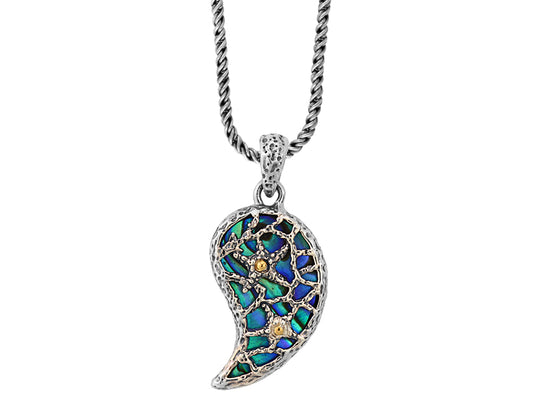 EFFY 925 18K YELLOW GOLD/SILVER MULTICOLOR STONES PENDANT