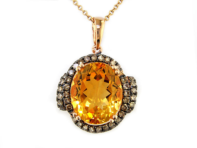 EFFY 14K ROSE GOLD BROWN DIAMOND, AND CITRINE PENDANT