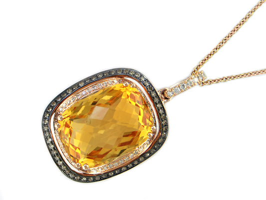 EFFY 14K ROSE GOLD DIAMOND, BROW DIAMOND, AND CITRINE PENDANT