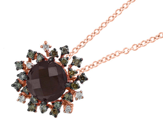 EFFY 14K ROSE GOLD DIAMOND,SMOKY QUARTZ,BROWN DIAMOND PENDANT