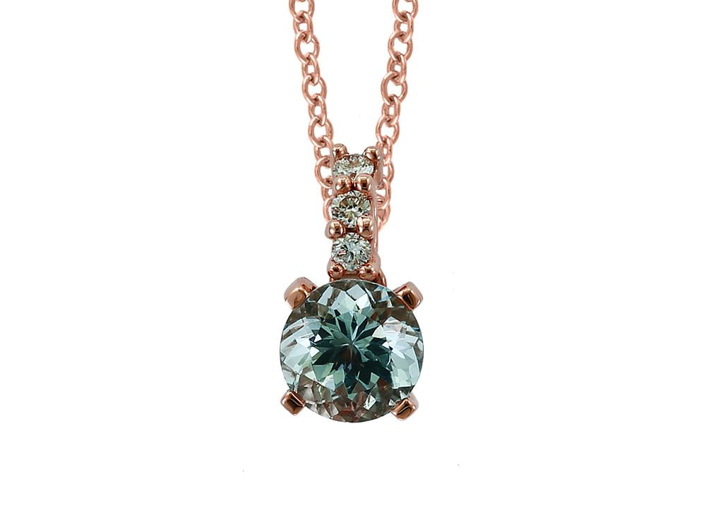 EFFY 14K ROSE GOLD DIAMOND,AQUAMARINE PENDANT